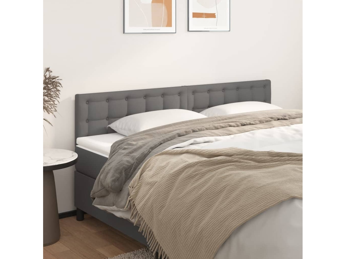 Cabecero de 2 piezas de piel sintética, 80 x 5 x 78/88 cm, color gris