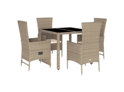 Maison Exclusive - 5 Pcs Conjunto De Jantar P/ Jardim Com Almofadões Vime Pe Bege