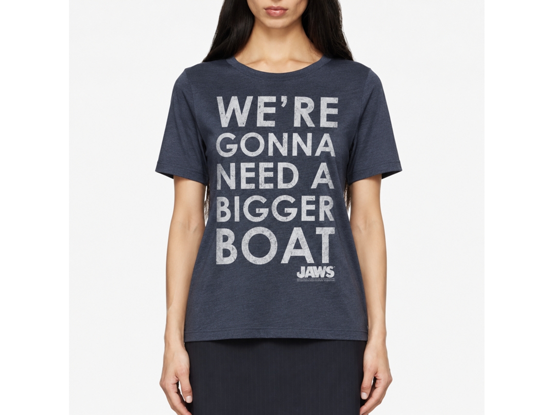 Rockinstone Jaws Movie Bigger Boat Navy Adult T-shirt Size:xl