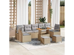 Vidaxl Conjunto De Sofá De Jardim 10 Unid. Bege Vime Pe