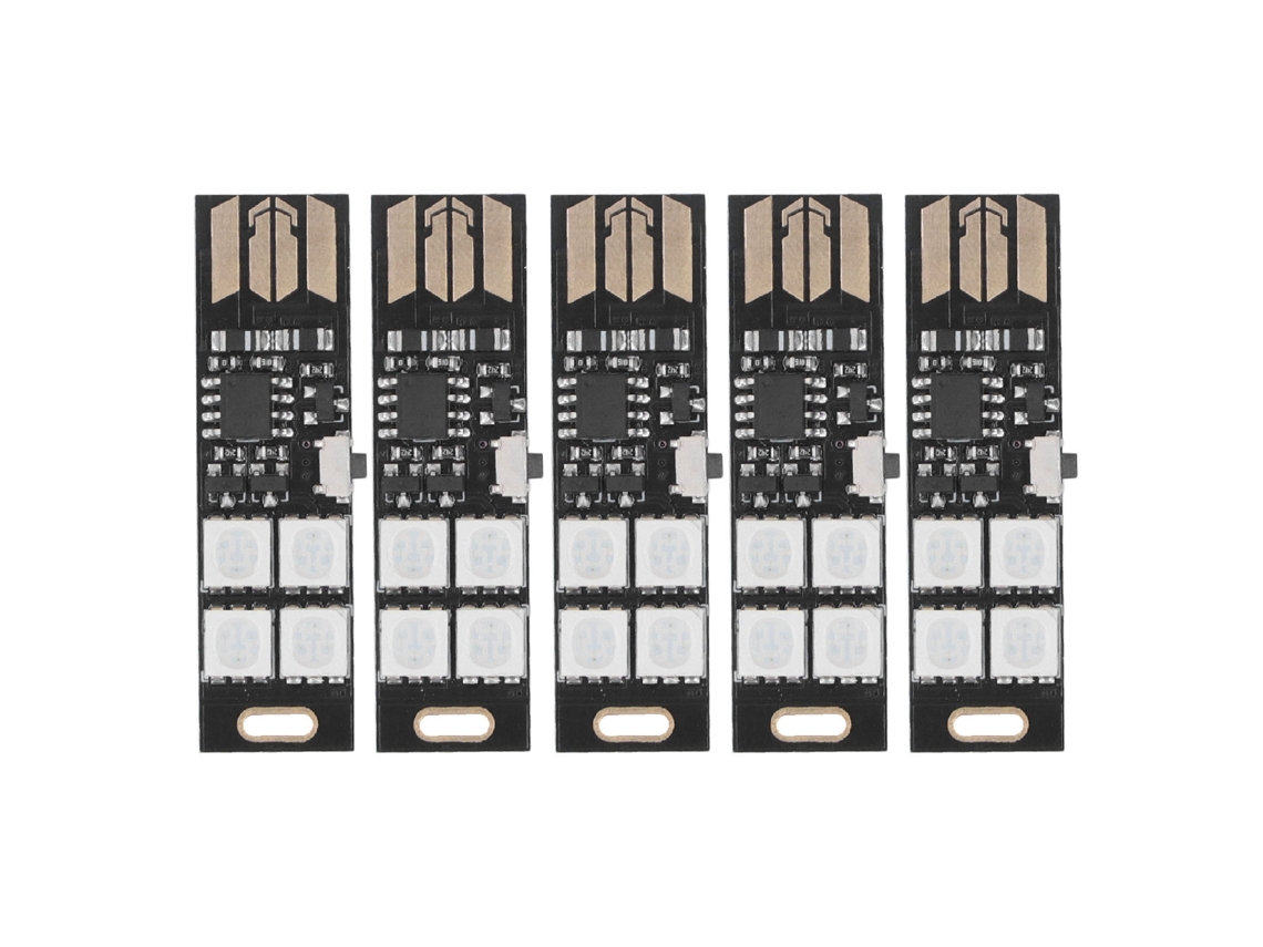5 Peças Mini Luz USB RGB 7 Cores LED para TV, DC 5V S/MARCA