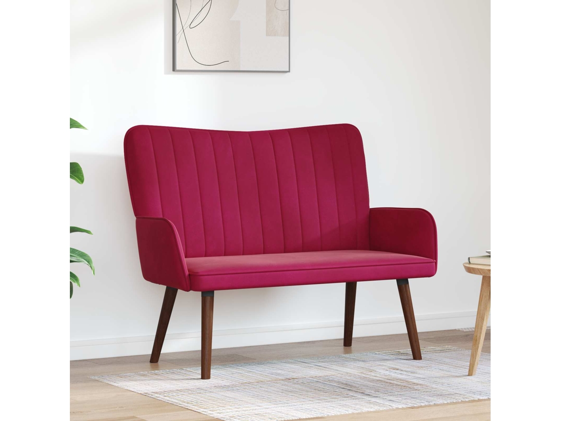 Vidaxl Sofá Para 2 Pessoas Vinho Vermelho 115 X 61 X 87 Cm Veludo