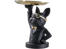 2026 estatua de Bulldog Francés Con Bandeja de Acero Inoxidable, Decoración de Mesa, Almacenamiento Multifuncional, Escultura Moderna para Hogar