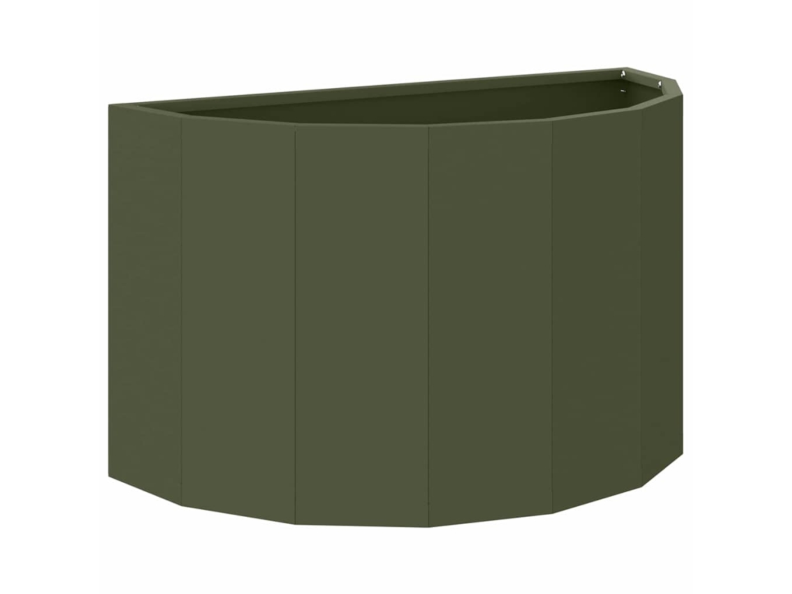 Conjunto 1 Vaso De Exterior Vidaxl Verde-azeitona Aço (60 X 30 X 35 Cm)