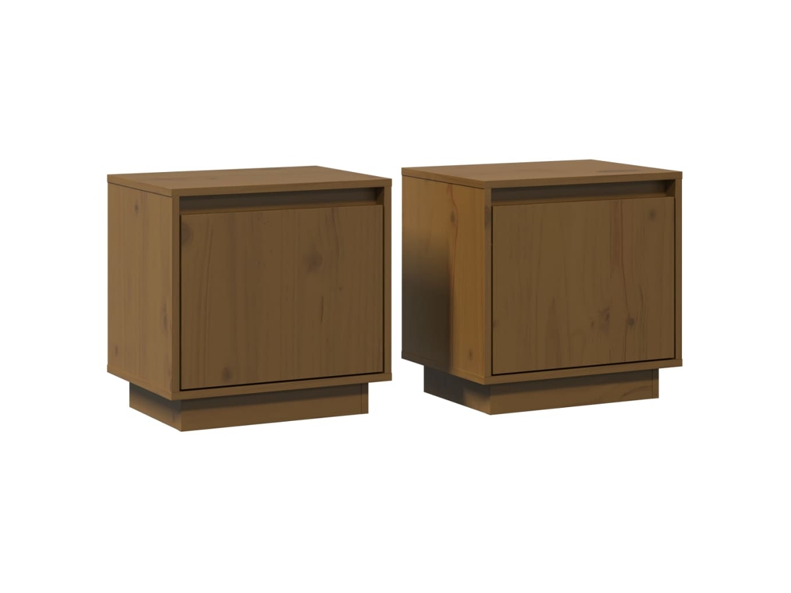 Conjunto de 2 Mesas Pinho Maciço Castanho Mel Cabeceira MAISON EXCLUSIVE (40x30x40 cm)