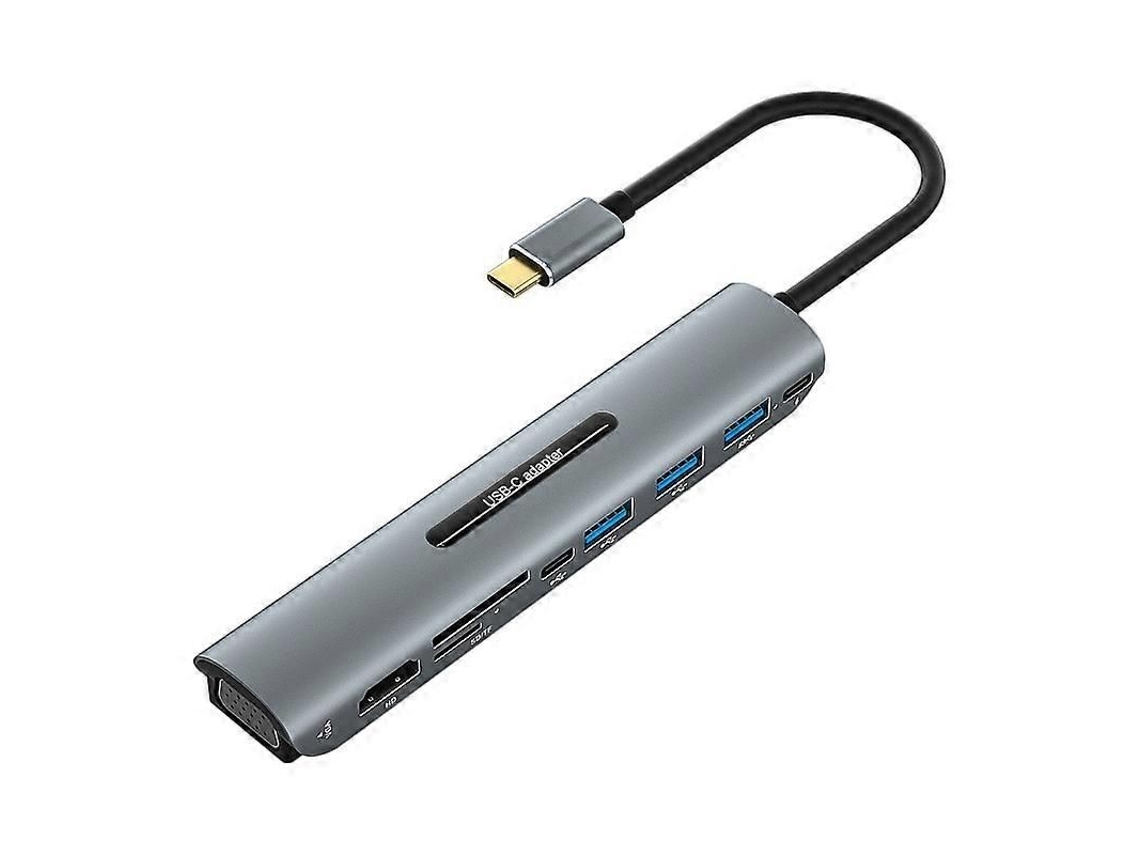 Hub Usb C 9 Em 1 Para Celular, Notebook E Tablet, Adaptador Com Hdmi E Vga