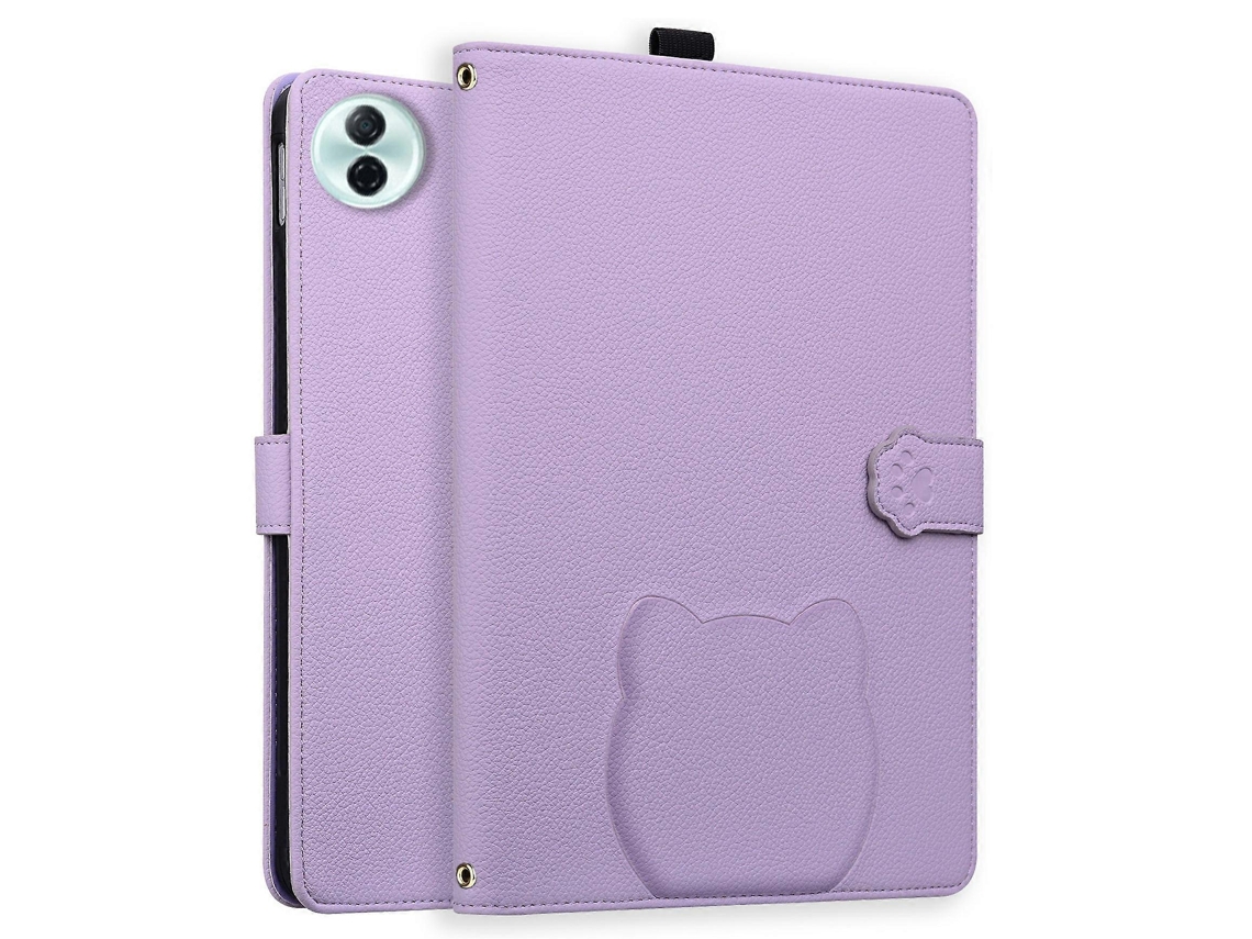 Capa Para Honor Pad 10 Com Efeito 3d E Estampa De Gato, Suporte De Couro, Capa De Mesa Com Carteira E Suporte Para Caneta, Roxo