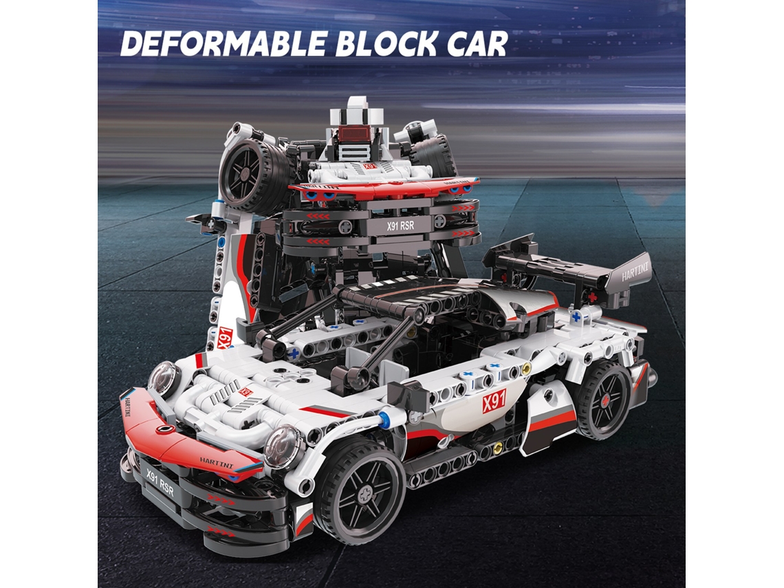 Primerox conjunto de Blocos de Construção Transformável Robô e Carro 647 Peças Brinquedos Stem para Crianças