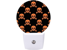 Luminárias Noturnas De Parede Com Plugue, Padrão De Caveira Repetido, Luzes Noturnas De Led Com Sensor Luz, Luz Branca