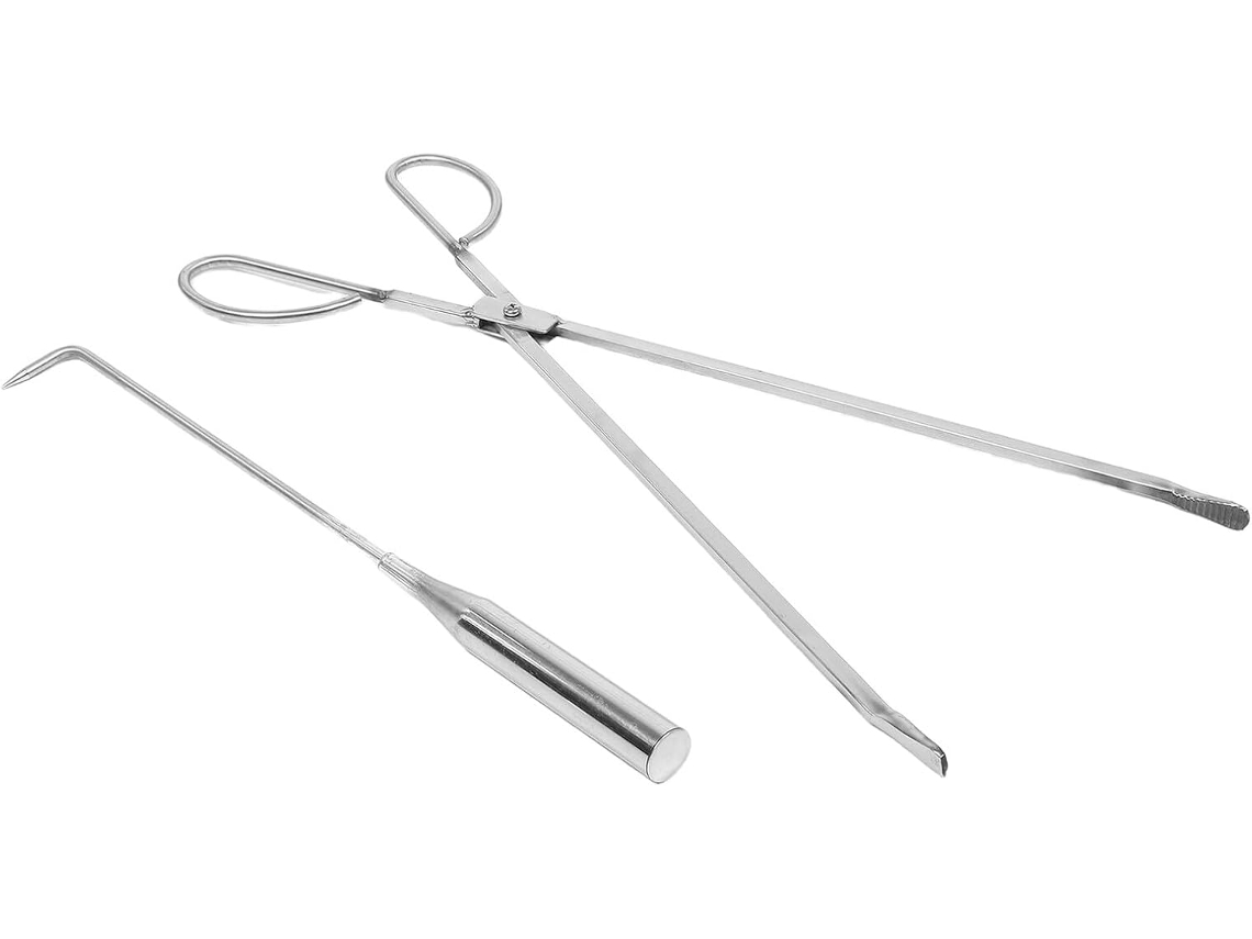 Conjunto De 2 Peças Pinças Para Lareira Em Aço Inoxidável Healeved – Atiçador E Pinça Lareiras Externas Ferramenta