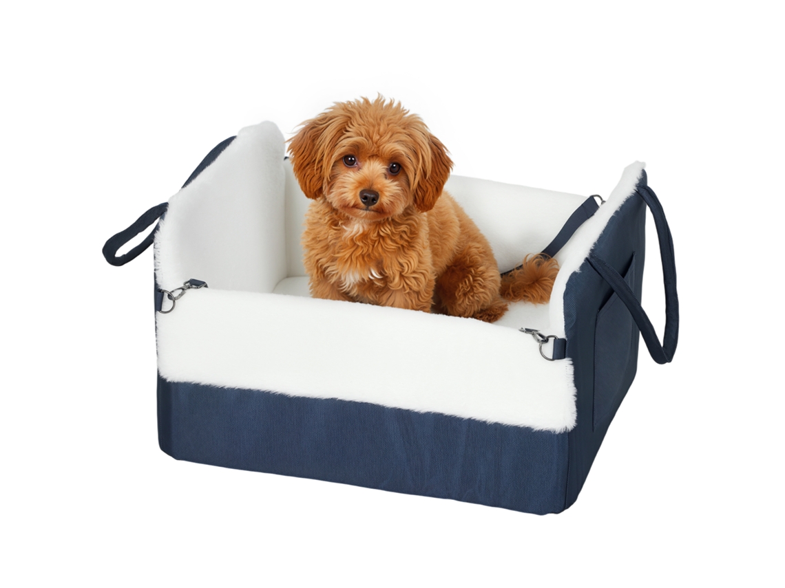 Cadeirinha de Carro para Cachorro com Cinto de Segurança e Prendedor, Cadeirinha de 55 X 46 X 32 Cm Azul Marinho Ge