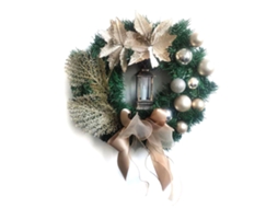 Decoração Rattan para Festas de Natal com Flor Champagne LAXISCREED