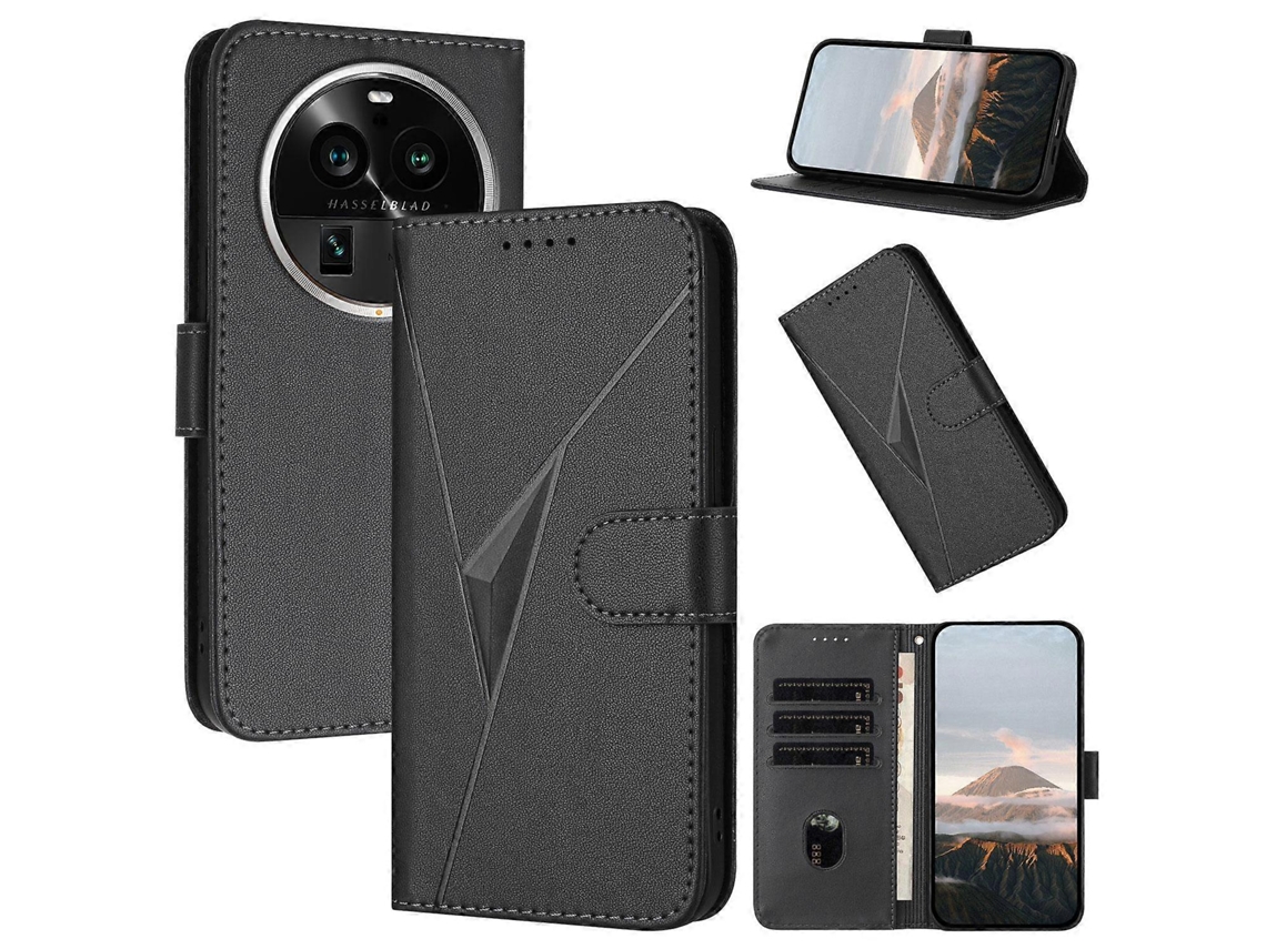 Capa De Couro Para Celular Com Fecho De Fivela E Padrão Triangular