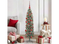 Vidaxl Árvore Slim De Natal Artificial Verde E Branco 150 Cm