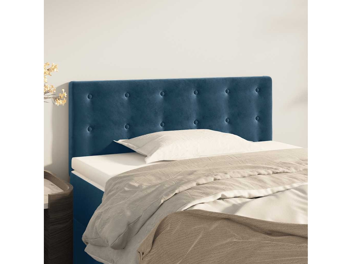 Vidaxl Cabeceira De Cama Veludo 90x5x78/88 Cm Azul-escuro