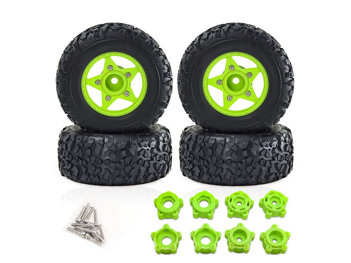 Conjunto 4 Pneus e Rodas D231 Todo o terreno Vermelhos, Melhorados, Camiões Rc Curta Distância, Escalas 1/8 e 1/10. Peças e Acessórios Modelos. MDUG
