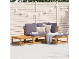 Vidaxl 4 Pcs Conjunto Lounge De Jardim Com Almofadões Acácia Maciça