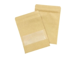 50 Bolsas de Papel Kraft Pequeñas com Cremallera e Janela para Alimentos e Armazenamento Seco