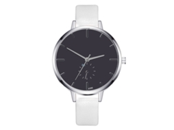 Relógio Feminino de Moda Vintage Simples com Pulseira de Couro Pu Branco