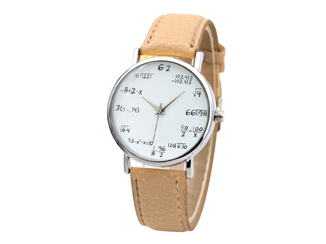Relógio de Pulso Feminino Simples Casual de Quartzo com Pulseira de Couro Pu Bege