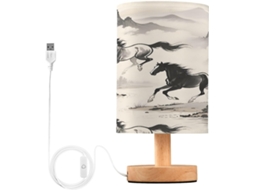 Abajur De Cabeceira Em Formato Cavalo Para Quarto, Abajur De Cabeceira Led, Luminária De Leitura Com Portas Usb E Cúpula
