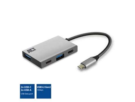 Hub ACT Ac7070 USB-C Hub 4 Port With 2X USB-C And 2X USB-A Superspeed 10Gbit/S