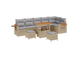 Conjunto 11 Conjunto De Sofá Modular Vidaxl Bege Vime Pe (289 X 192 X 85 Cm)