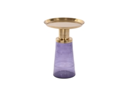 Mesa de Apoio DKD HOME DECOR 37 x 37 x 50 cm Cristal Azul Dourado Ferro