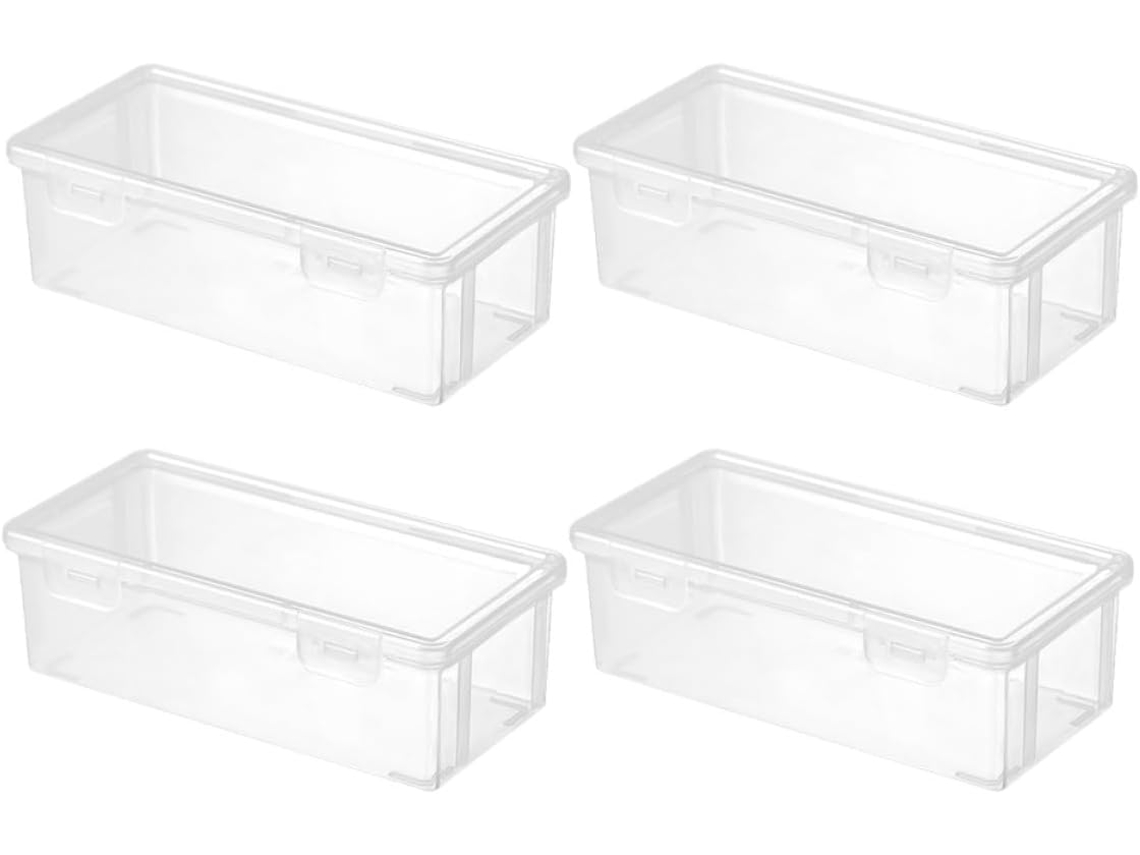 Estojos De Lápis Empilháveis Solustre, Em Plástico Transparente, Com 4 Peças, Grande Capacidade E Fecho De Pressão