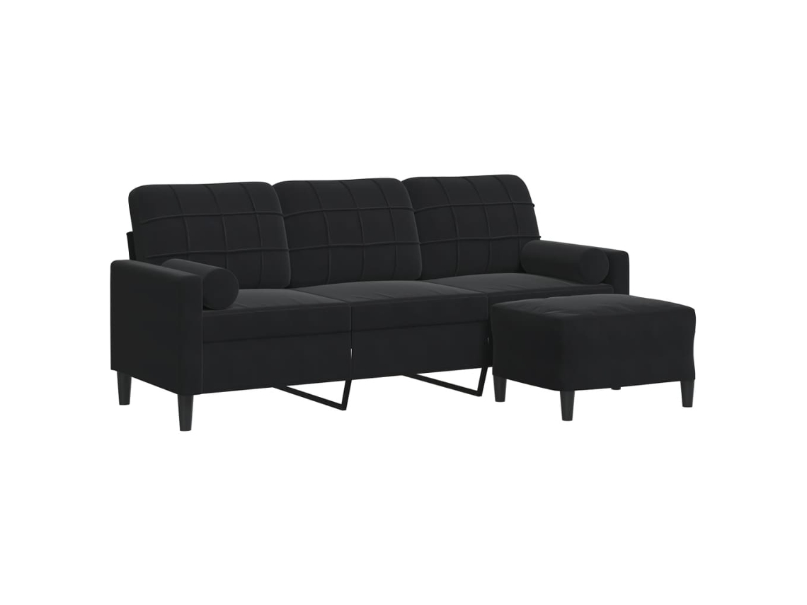 3-seater Sofa, 3-seater Sofas Vidaxl Preto Veludo (n/a)