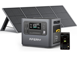 AFERIY Estação de Energia 2400W 2048Wh com Painel Solar 200W, Bateria LiFePO4, 13 Saídas, UPS 10ms, Aplicativo BrightEMS