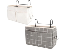 Lurelia Bolsa De Cabeceira, 2 Peças, Suspensa, Com Bolsos, Em Ferro, Para Cama, 30 X 19 X 10 Cm, Branco/cinza