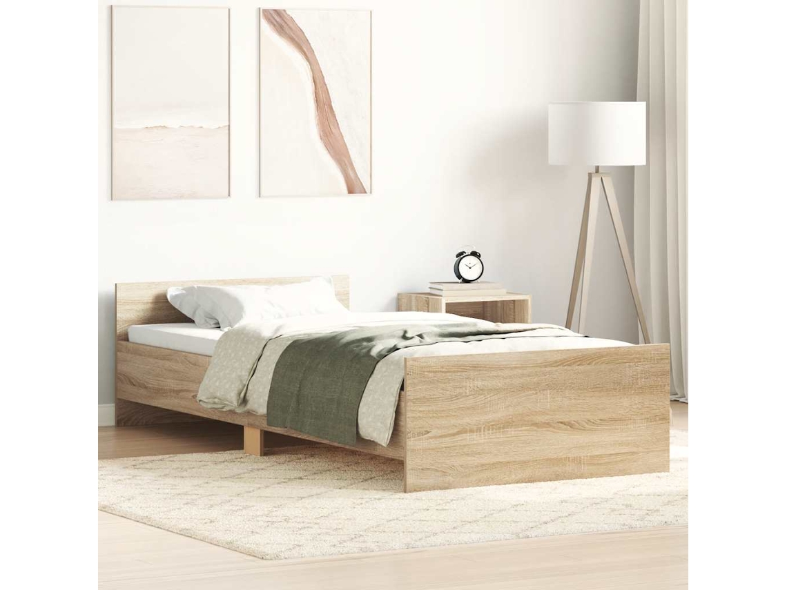 Vidaxl Estrutura Cama S/ Colchão Derivados De Madeira Carvalho Sonoma