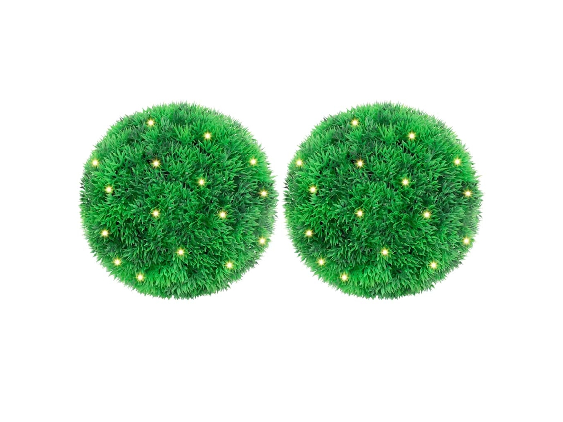 Vidaxl Bolas Artificiais De Buxo Com Luzes Led 2 Pcs Verde 22 Cm