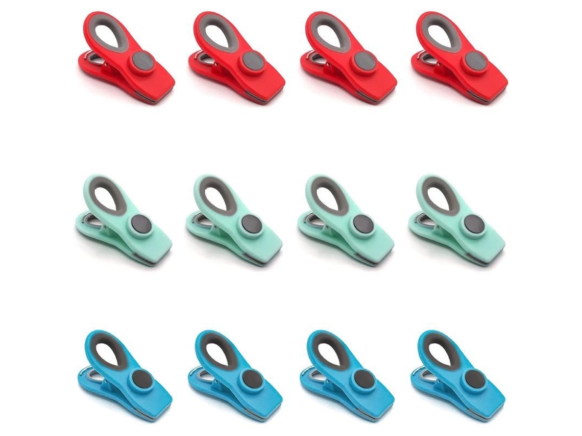 12 Clips Para Bolsas De Batatas Fritas, Clips Magnéticos Para Alimentos, Clips De Cozinha Para Refrigerador E Bolsas De Snacks