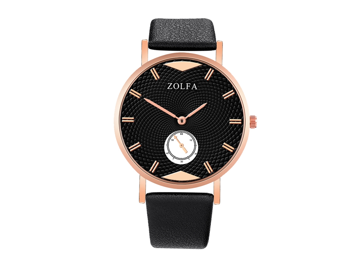 Reloj De Pulsera Para Mujer De Moda Con Correa De Pu Dial Redondo Display Analógico Cuarzo Negro
