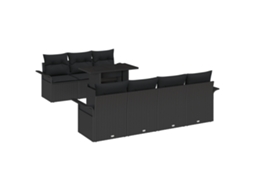 Conjunto 8 Conjunto De Sofá De Jardim Vidaxl Preto Vime Pe (100 X 55 X 73 Cm)