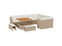 Conjunto 12 Conjunto De Sofá De Jardim Vidaxl Bege Vime Pe (100 X 100 X 71 Cm)