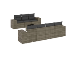 Conjunto de 8 Sofás de Jardim com Almofadões Vime Pe Cinzento MAISON EXCLUSIVE (8 pcs)