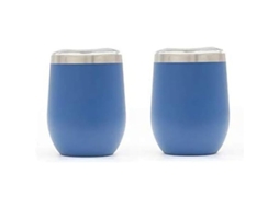 2pcs Vasos De Vino Sin Tallos 12 Onzas Acero Inoxidable Doble Pared Con Tapa Azul