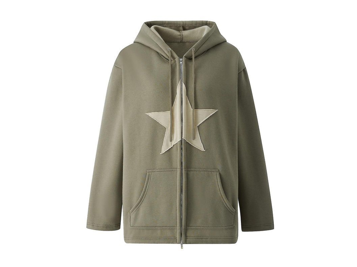 Fasst Chaqueta Sudadera Capuz Hip Hop Vintage Estrella Zip Algodão Manga Longa Gótica