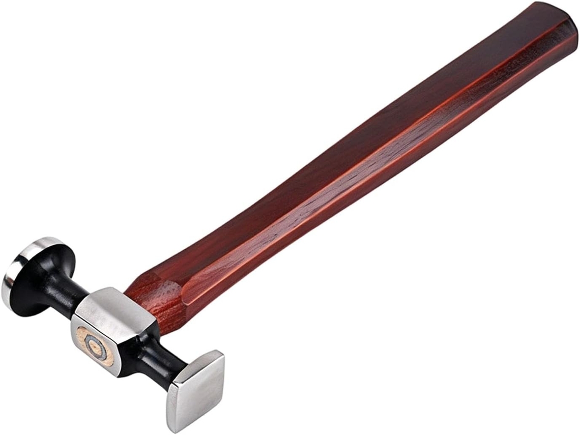 Furadeira De Impacto Industrial Revestida Em Couro Com Cabo De Madeira Resistente, Ideal Para Profissionais Que Trabalham Com Aço.