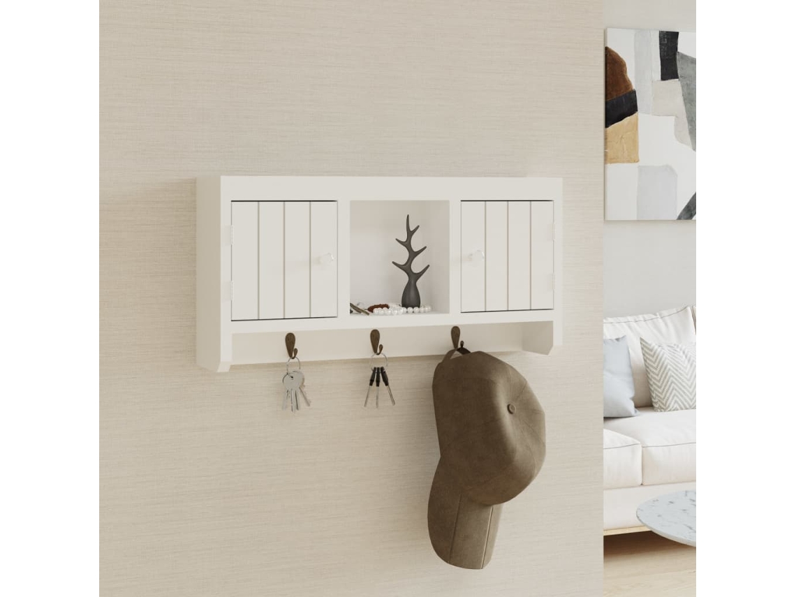 Vidaxl Armário De Chaves 40x8,5x20 Cm Derivados De Madeira/aço Branco