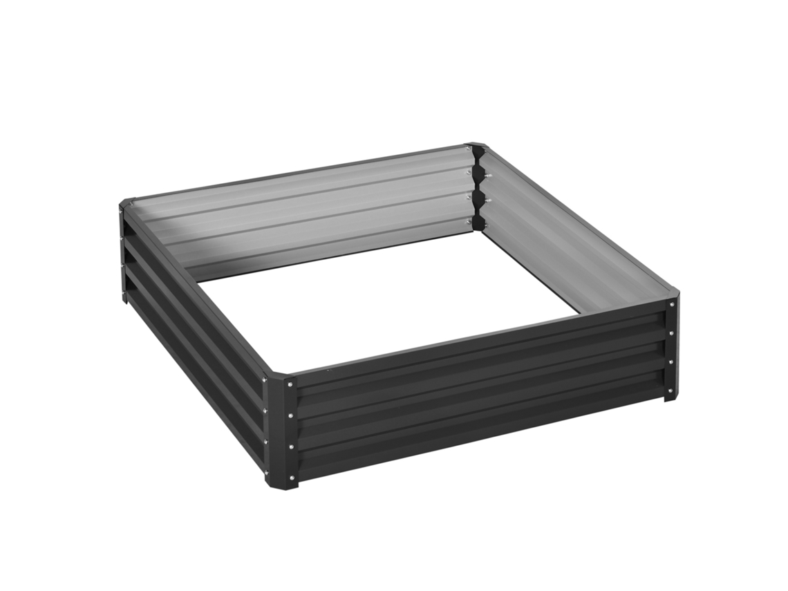 Caixa de plantas de aço, 120x120x30cm, cinza, para jardim, terraço e varanda ORBITRA COMMERCE
