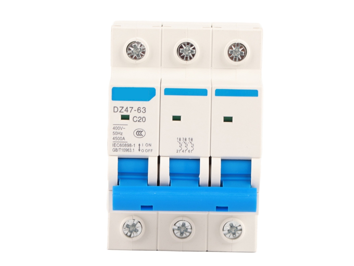 Interruptor de circuito miniatura MCB DZ47-63 400V 20A 3 polos