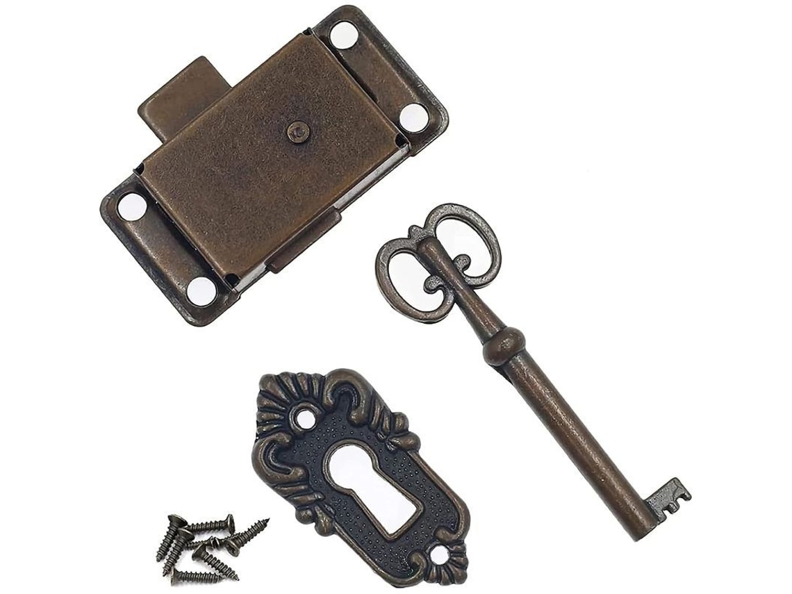 Cerradura Vintage Para Armários, Cerradura Antiga Com Chave, Fechamento De Móveis Para Gavetas, Caixas De Ferramentas (bronze)