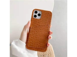 Capa Para Iphone 17 Air Marrom Com Estampa De Crocodilo, Porta-cartões, Semi-cobertura, Rígida E Com Dissipação De Calor.