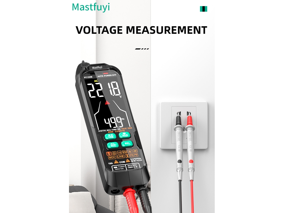 Mastfuyi Fy159b Multímetro Digital Inteligente Automático Portátil com Display Digital e Medição Sem Contato