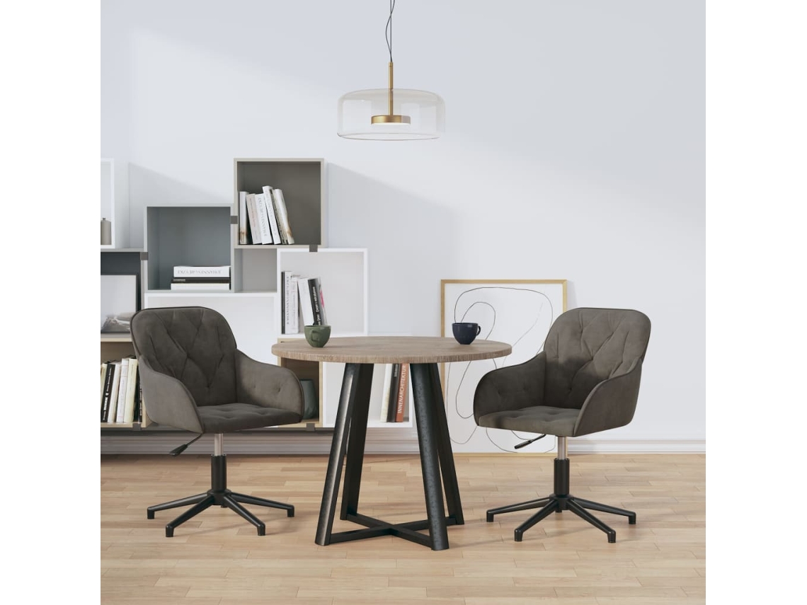Vidaxl Cadeiras De Jantar Giratórias 2 Pcs Veludo Cinzento-escuro