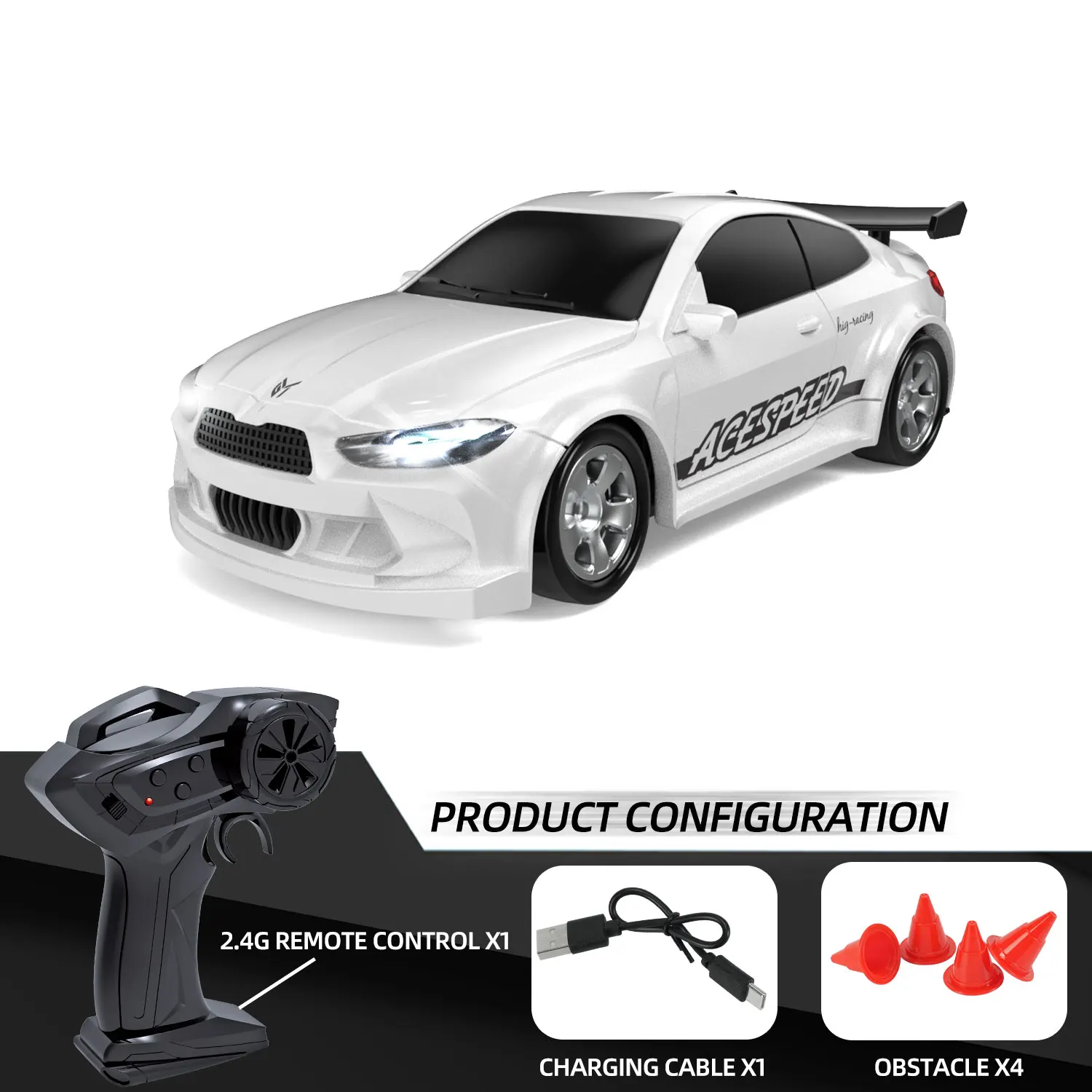 Mini Carro de Mesa com Controle Remoto e Luzes, Brinquedo Elétrico de Verdade MDUG (amarelo)